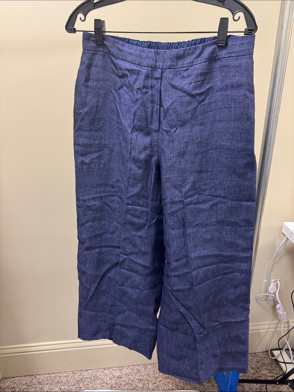 Lafayette 148 New York Wide-Leg Linen-Blend Pants in Deep Blue